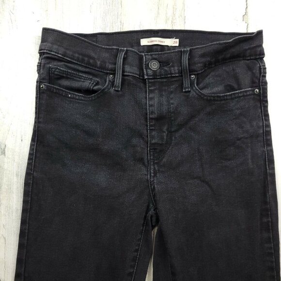 Levi's Slimming Skinny Jeans Black Denim Jeans Size 28 (27x28.5) EUC - Picture 7 of 10